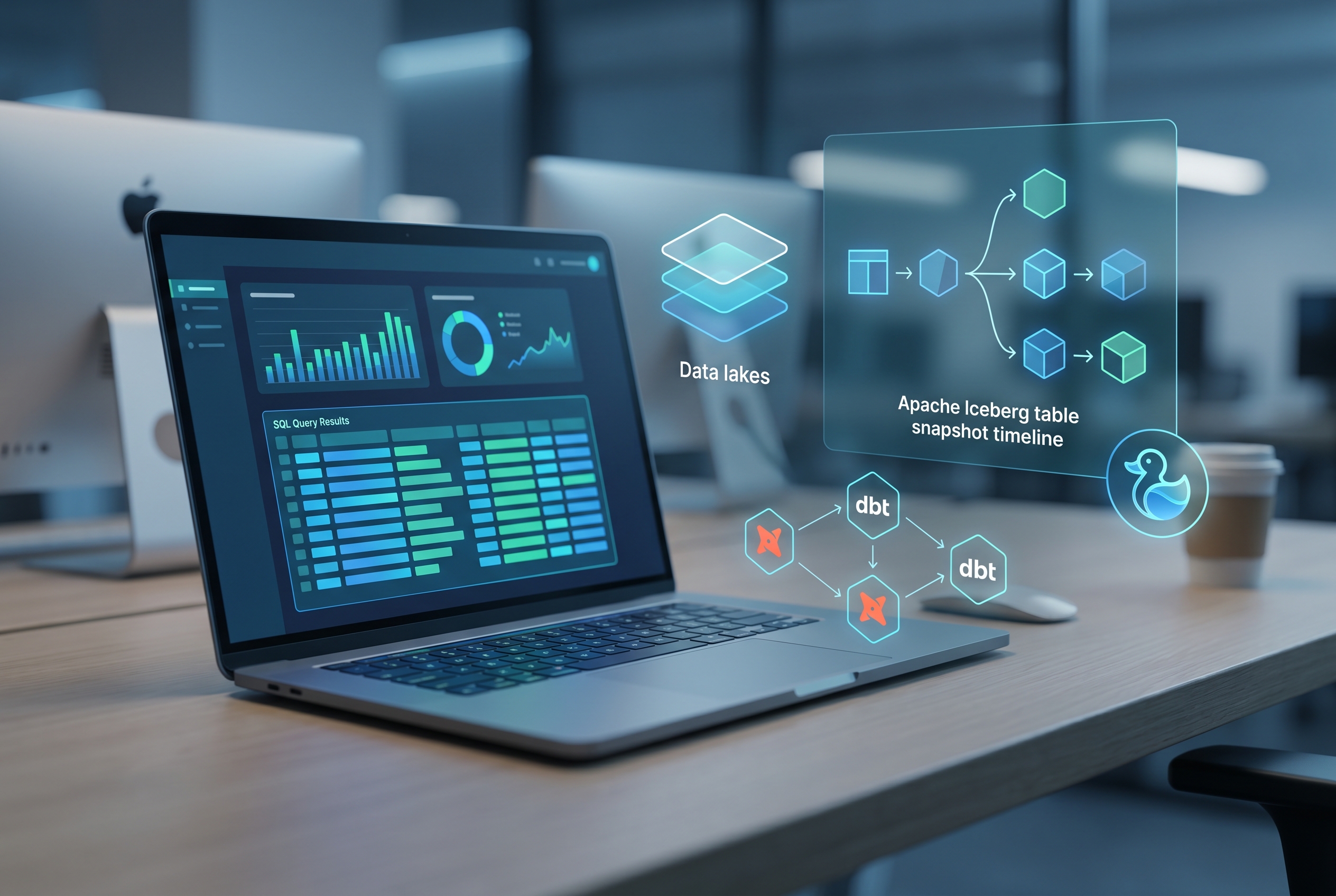 DuckDB and Iceberg local-first analytics workflow diagram