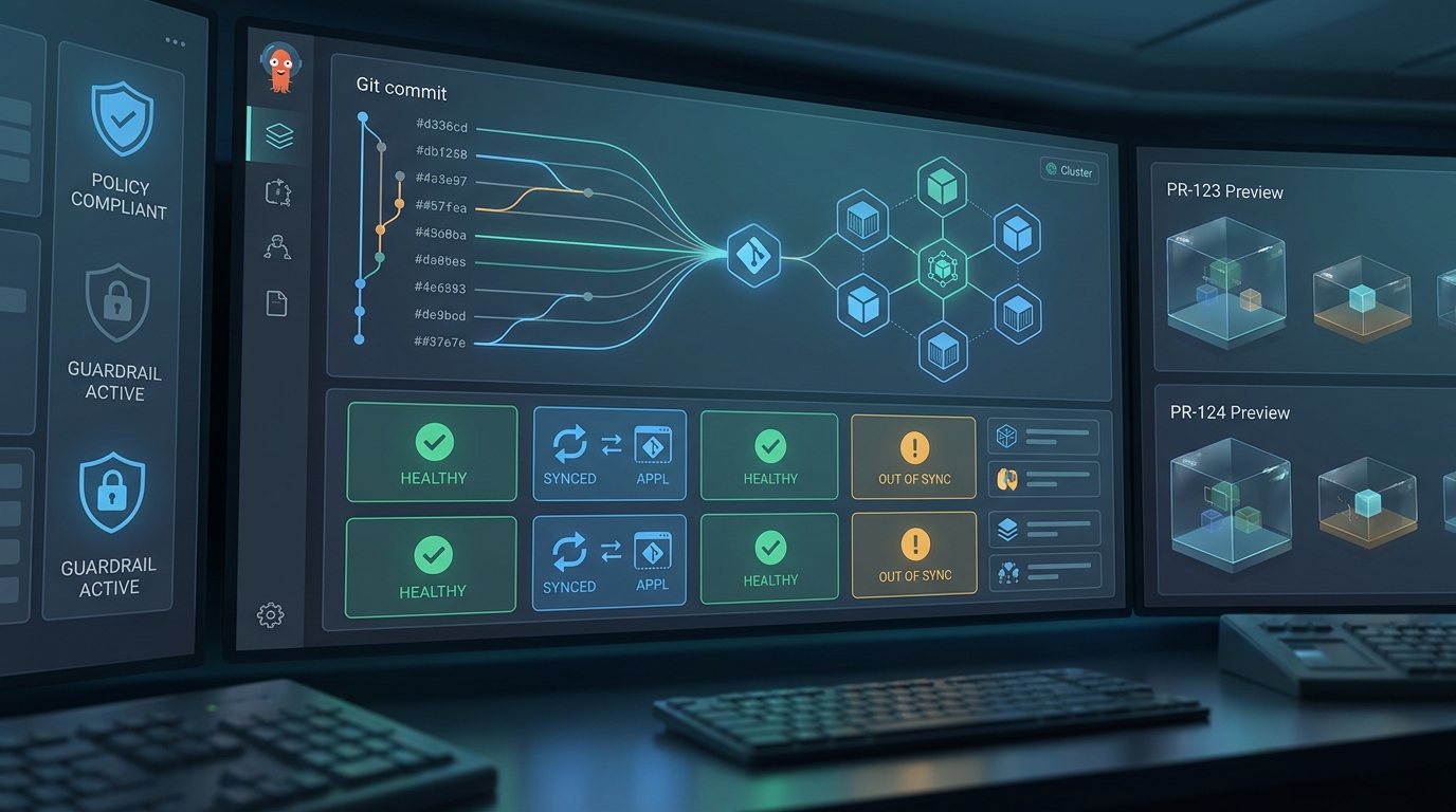 GitOps drift detection dashboard with Argo CD and Kubernetes policy guardrails
