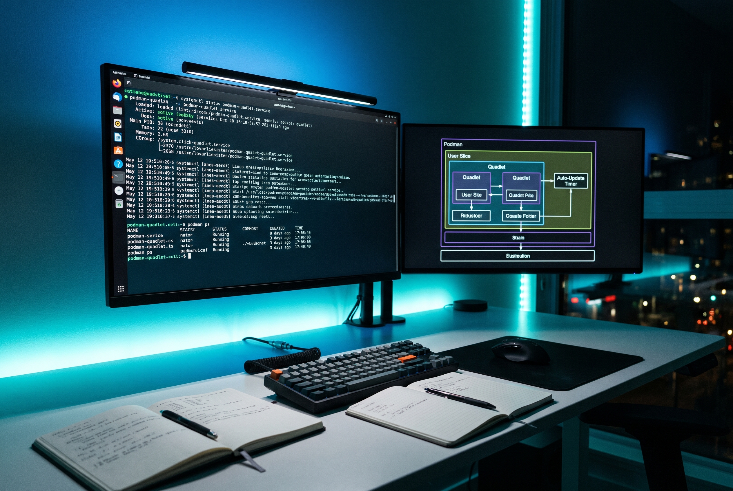 Rootless Podman Quadlet and systemd user services on Linux